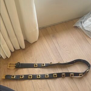 Aureum Black and Gold Studded Belt